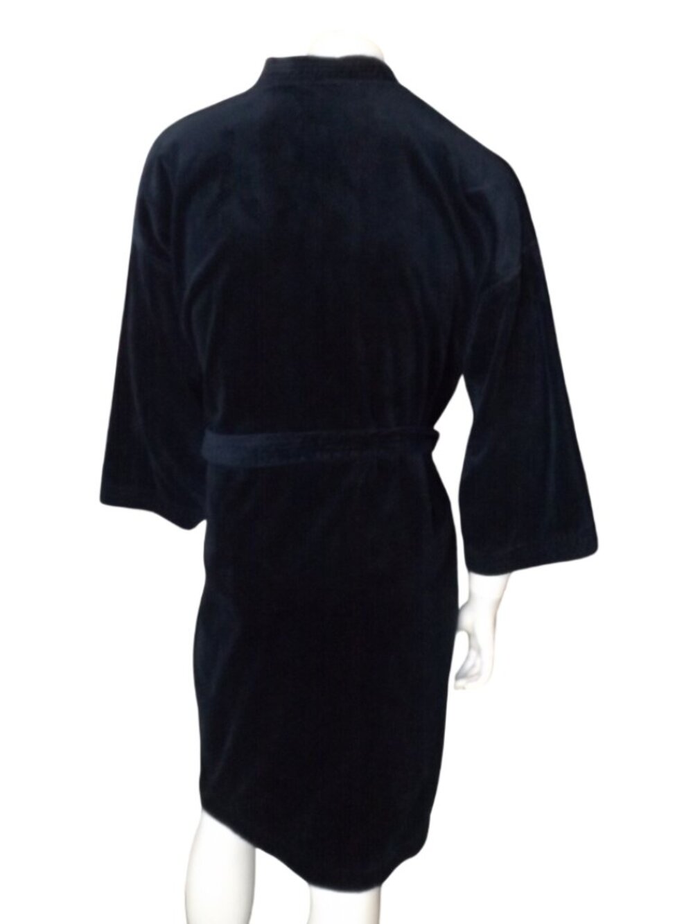 Vintage Terrycloth Robe, M/L, Navy Blue, Heavy Plush, Pocket, Self Tie Sash - Picture 5 of 10